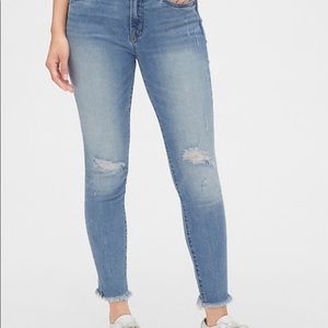 GAP Mid Rise Distressed True Skinny Ankle Jeans